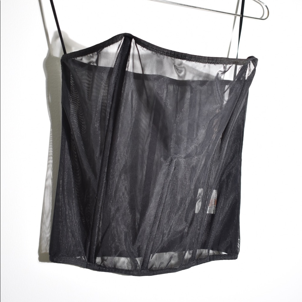 Vintage French sheer black bustier